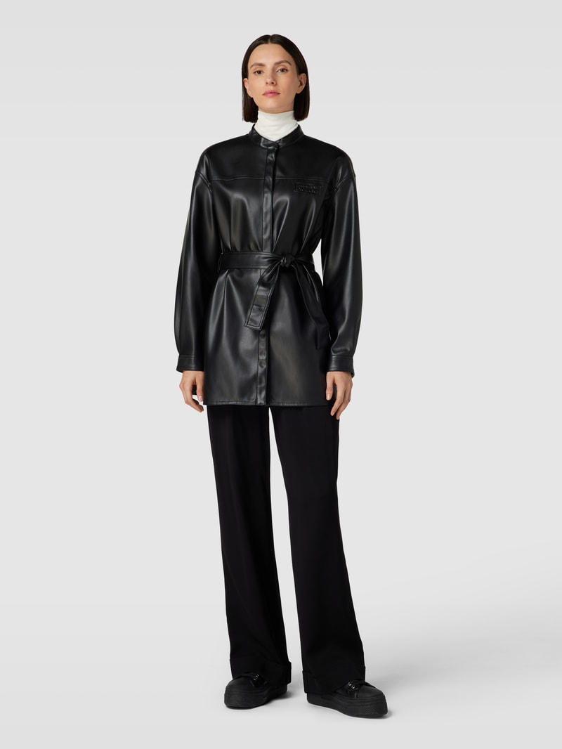 Bluse in Leder-Optik in schwarz