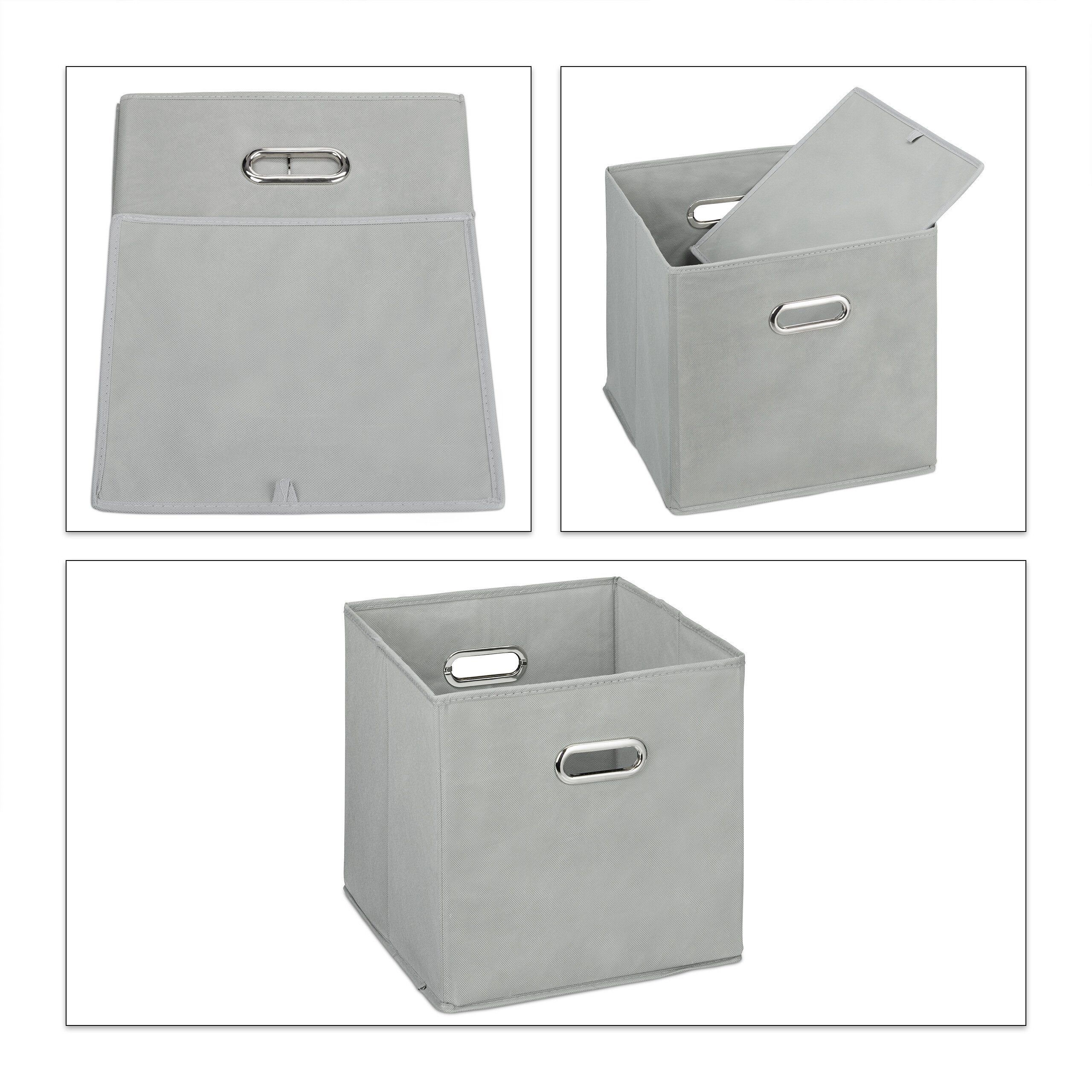 relaxdays Aufbewahrungsbox Aufbewahrungsbox im 4er Set, Grau