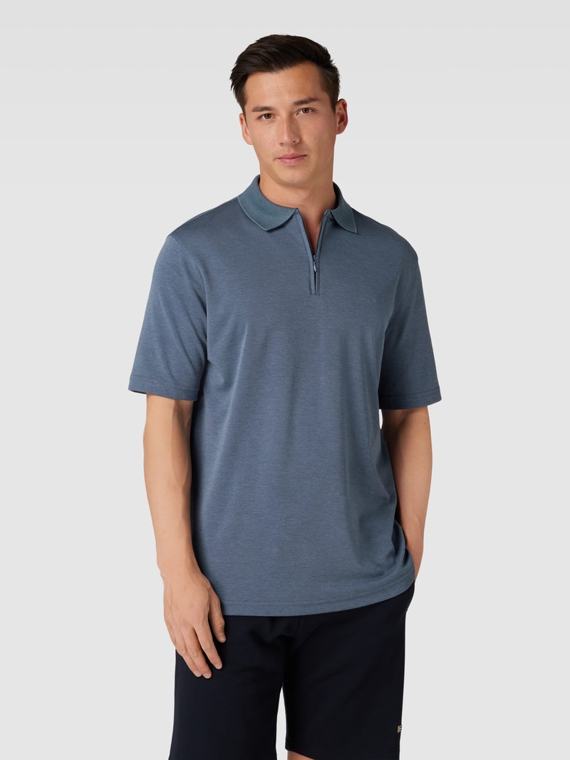 Poloshirt mit Reißverschluss in rauchblau