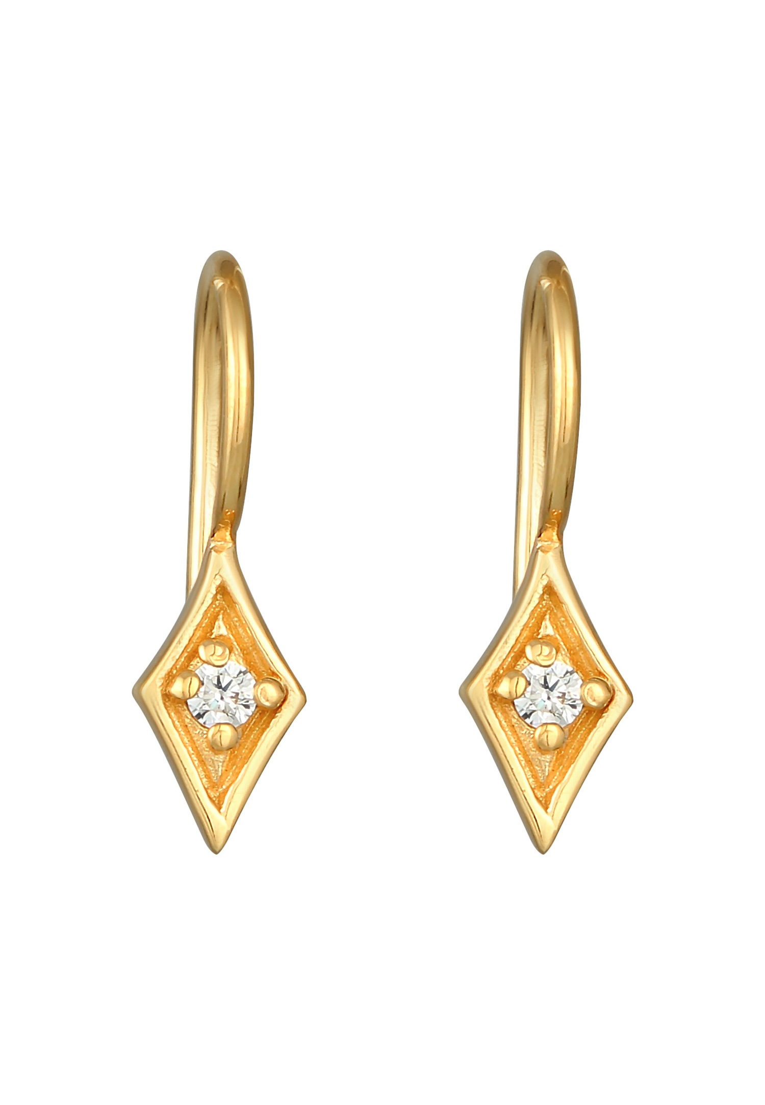 Elli DIAMONDS elegantne ženske naušnice s dijamantima i privjeskom (0,06 ct) od 925 sterling srebra, pozlaćene