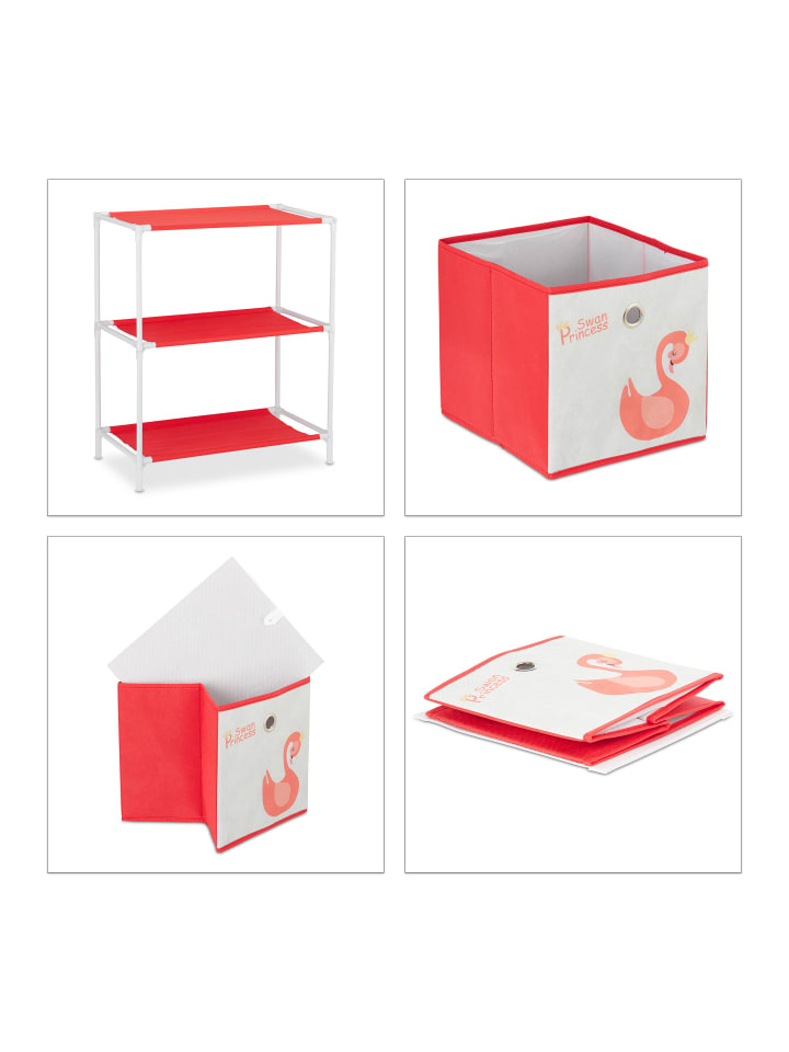 relaxdays Kinderregal Schwan in Weiß/Rot - (B)53 x (H)62 x (T)30 cm günstig kaufen onesize