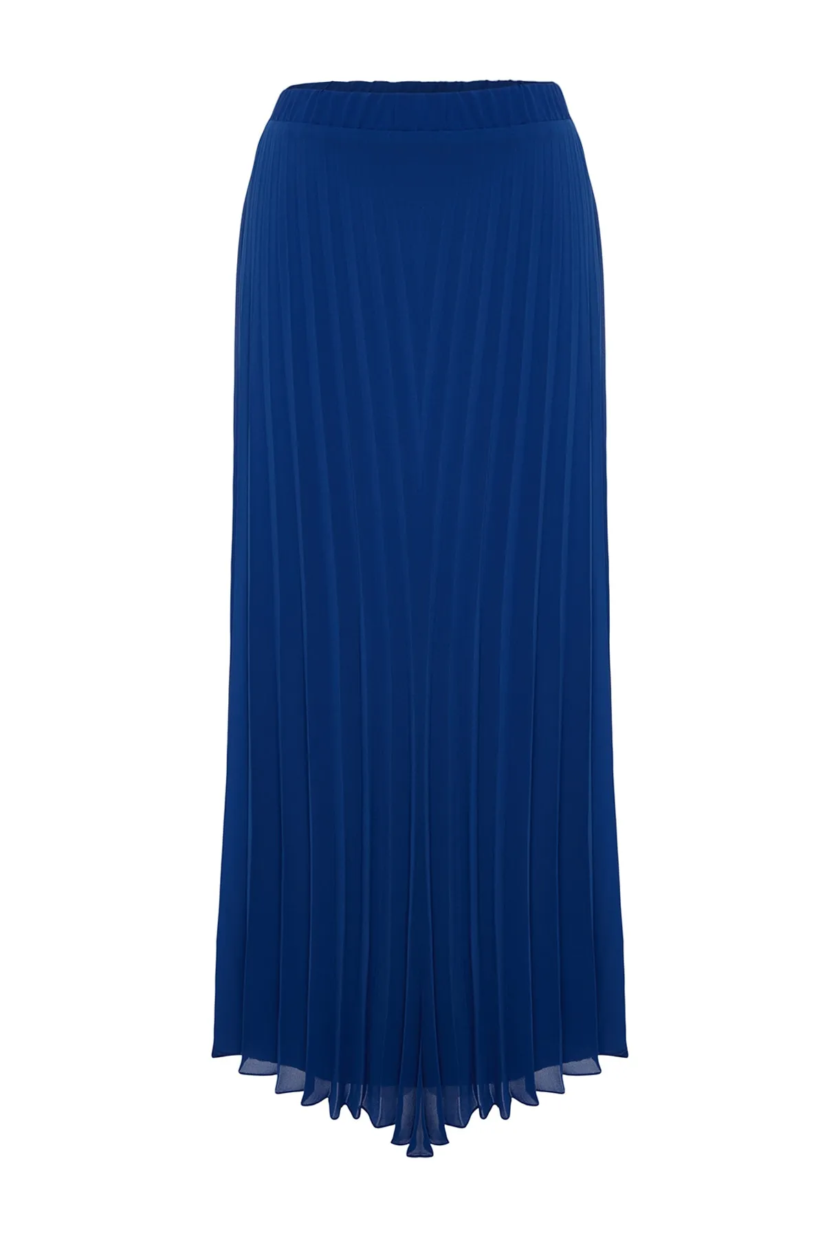 Trendyol Modest  Marineblauer plissierter Chiffonrock mit elastischer Taille und Futter TCTSS23EE00019