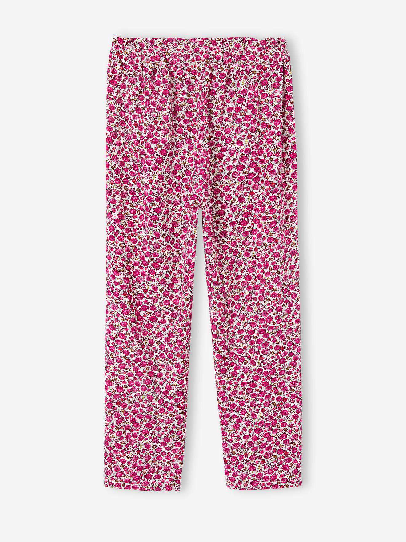 Vertbaudet Mädchen 3/4-Hose aus fließendem Stoff, Blumenprint Oeko-Tex - grün bedruckt