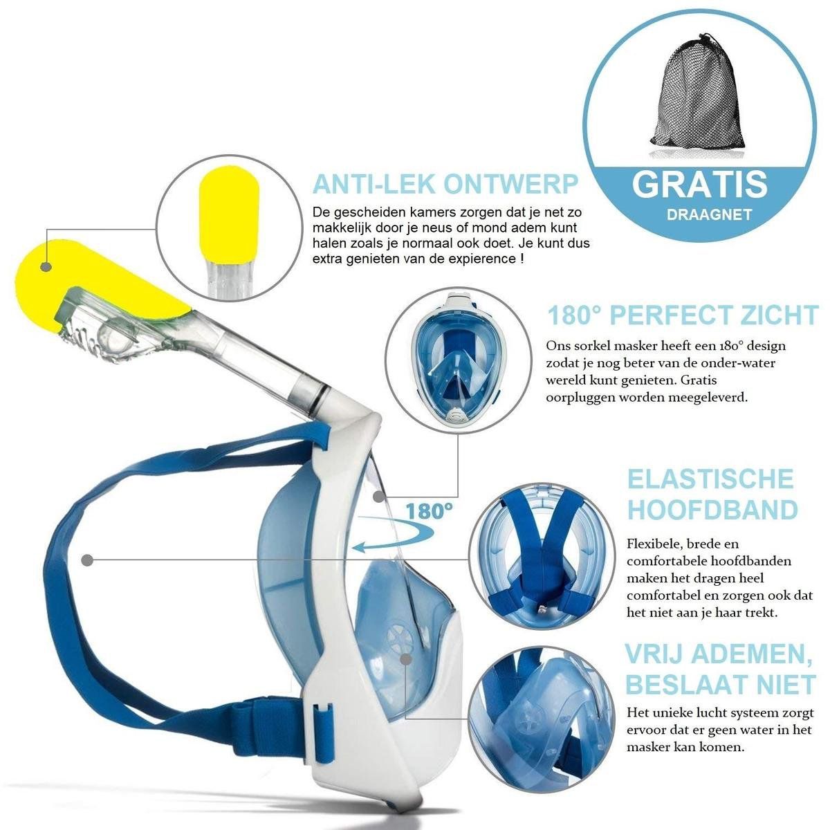 Campingwise S/M blauer Vollgesichts-Tauchmaske