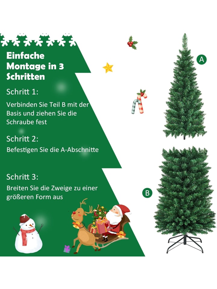 COSTWAY 180cm Bleistift Weihnachtsbaum in Grün günstig kaufen onesize