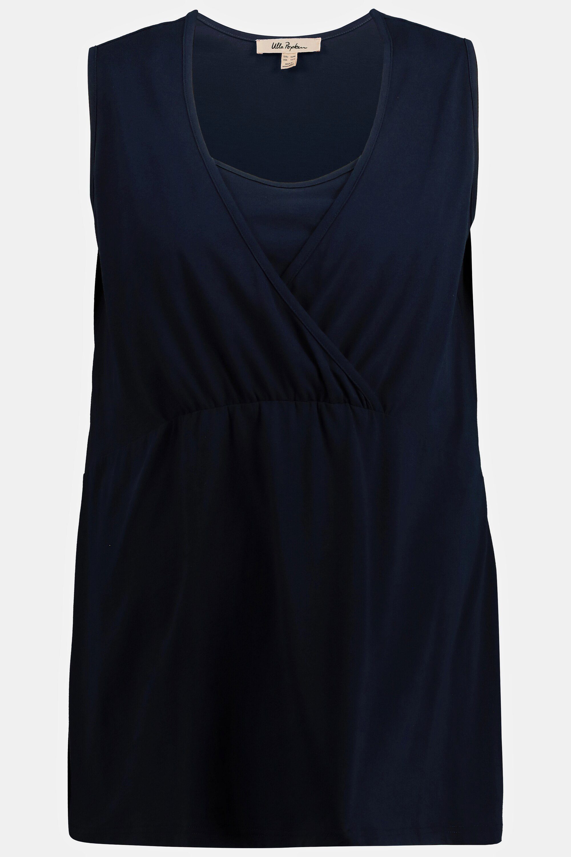 Ulla Popken Umstandsshirt Bellieva-Still-Top doppellagig V-Ausschnitt GOTS