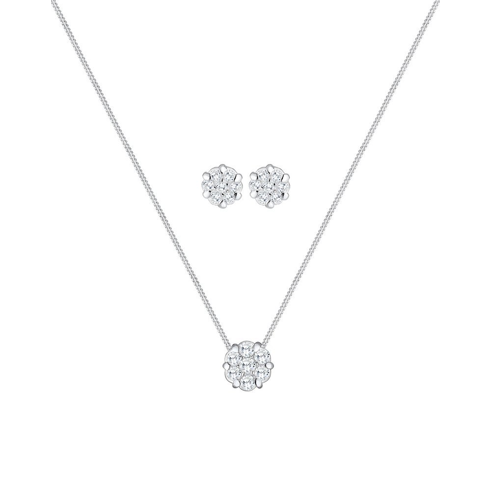 Elli Elli Ensemble de Bijoux Blume Zirkonia 925 Sterling Silber Bijoux