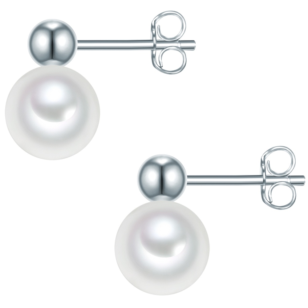 Valero Pearls Boucles doreilles Argent sterling Perle de culture d'eau douce en Argent Boucles d'oreilles