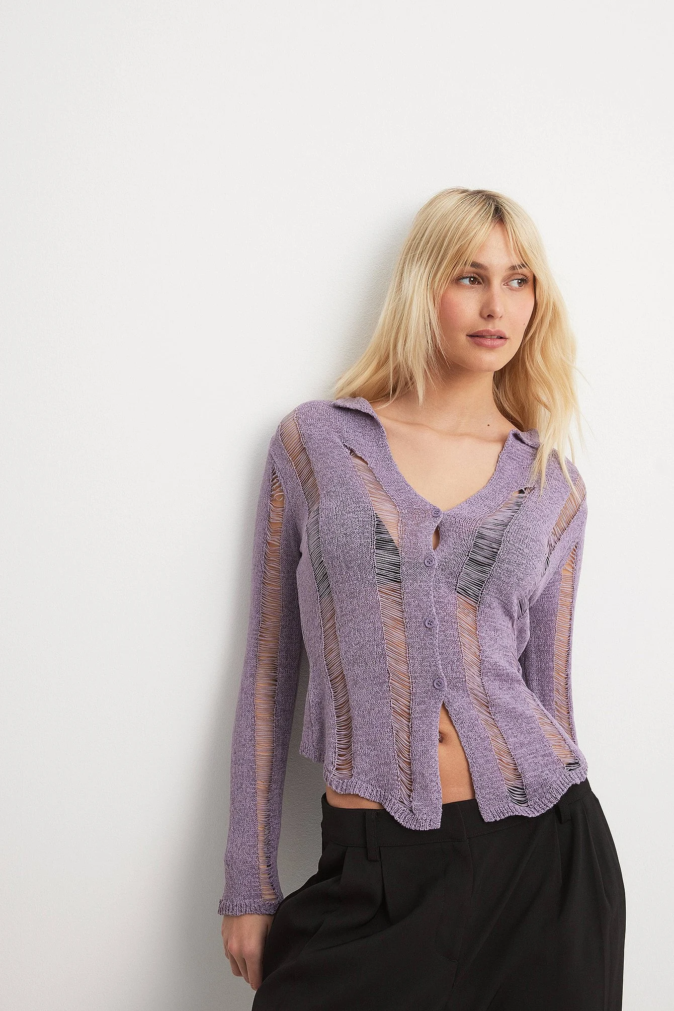 Fein gestrickter Cardigan im Used-Look