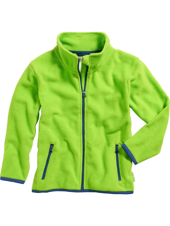 Playshoes Fleece-Jacke farbig abgesetzt in Grün günstig kaufen