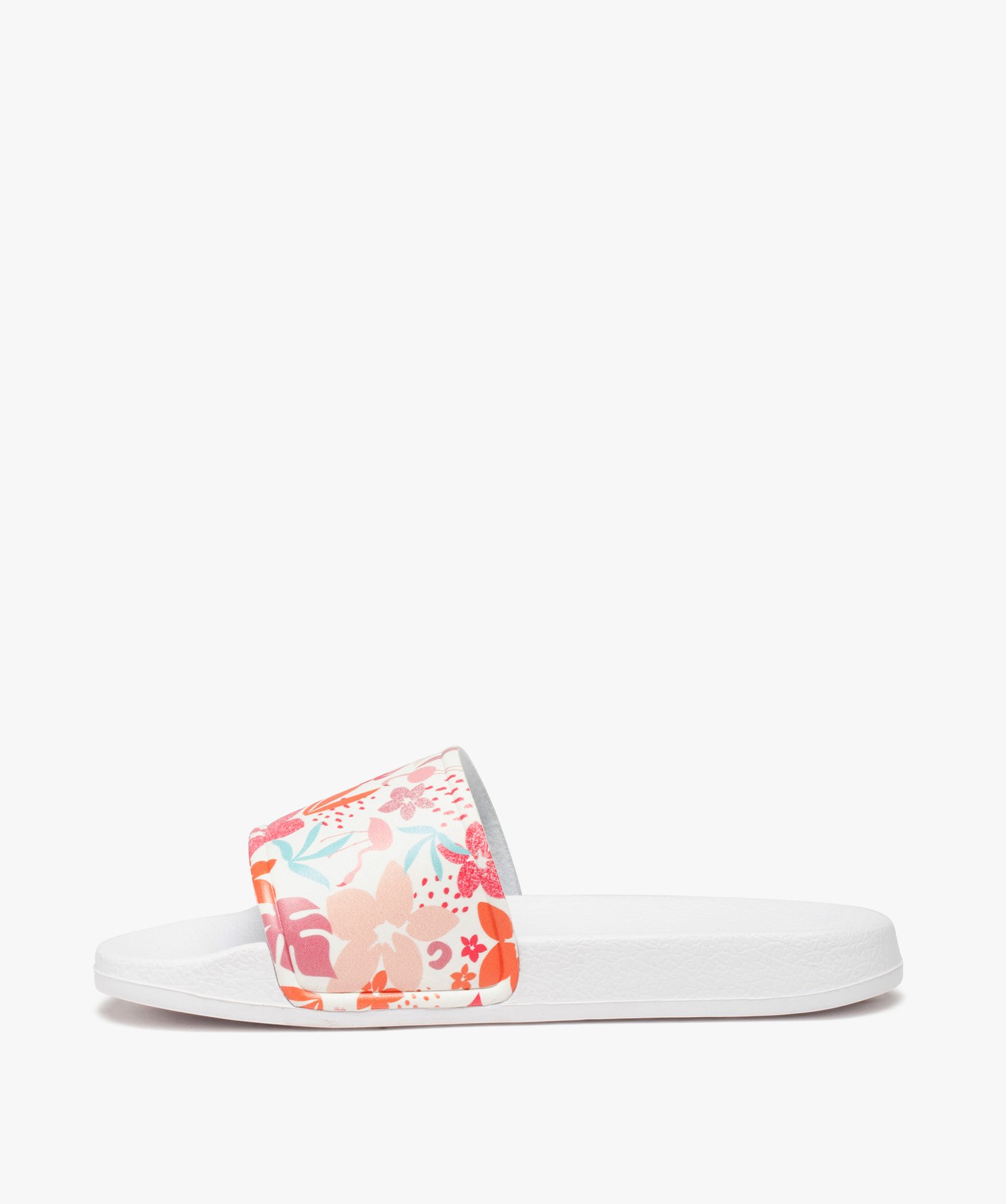 Mules de piscine fille à bandeau imprimé fleurs blanc | GEMO