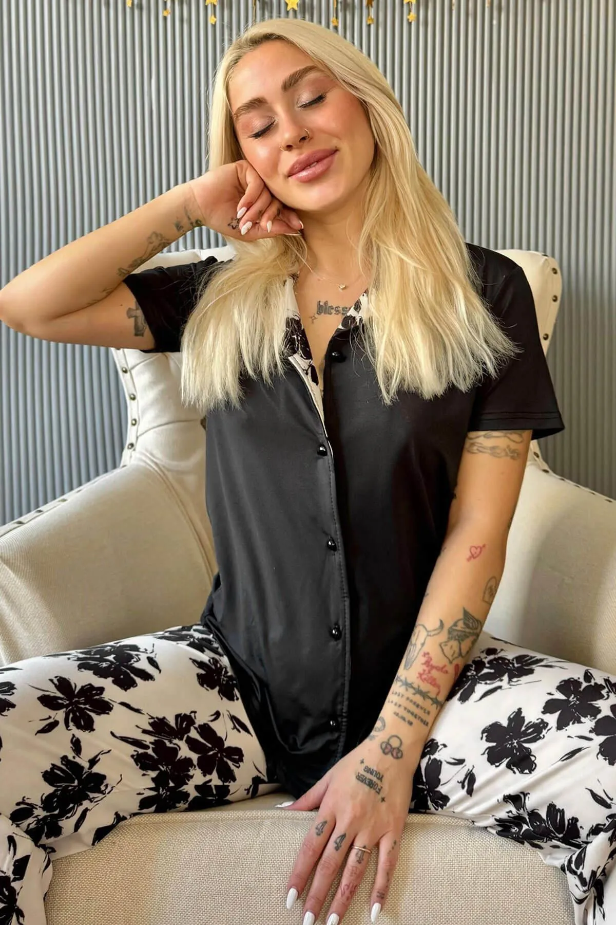 Pijamaevi  Pyjama set - Schwarz - Print