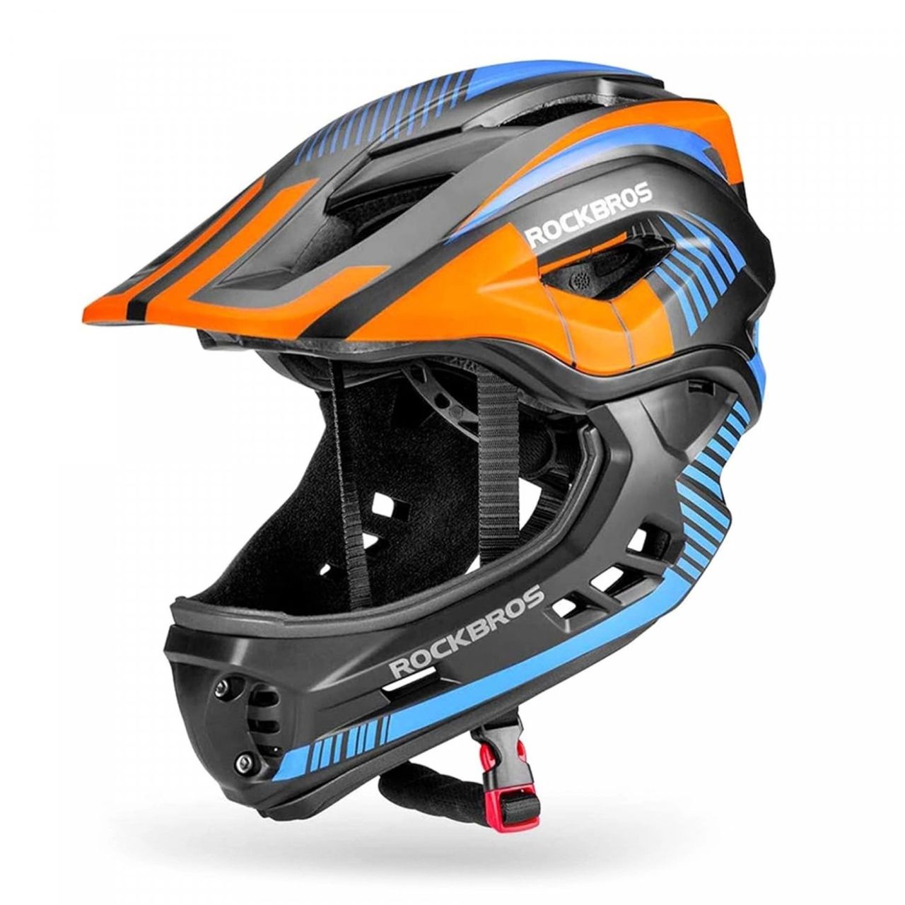 Rockbros Kinderfahrradhelm mit abnehmbarem Visier Rockbros Größe M - Schwarz und Orange