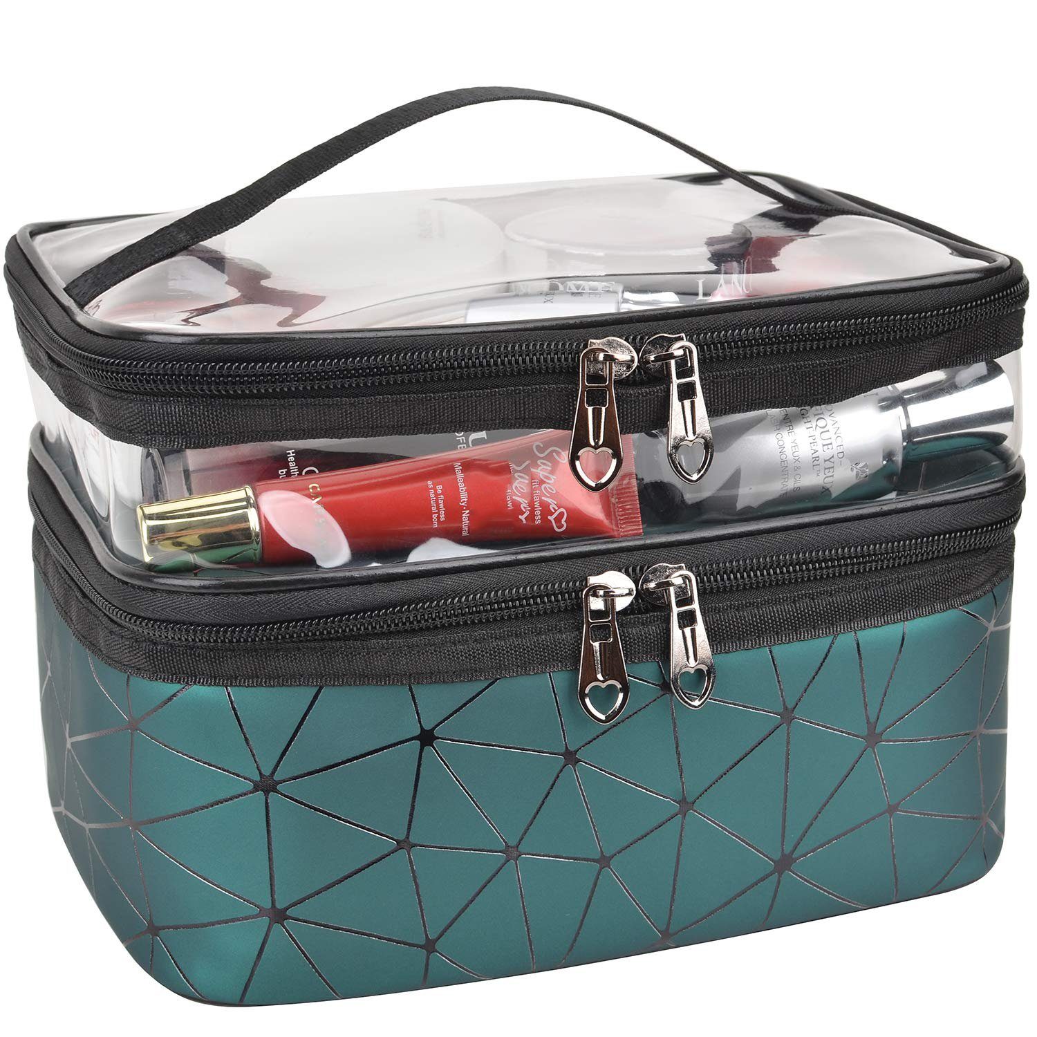 FeelGlad Kosmetikkoffer Makeup Bag,Kosmetiktasche Transparent,Cosmetic Bag (Spar-Set), in schlichter Optik