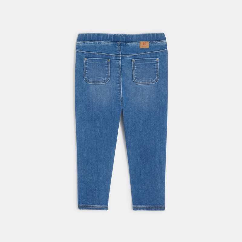 Jean bébé fille bleu délavé à broderies exotiques Catimini