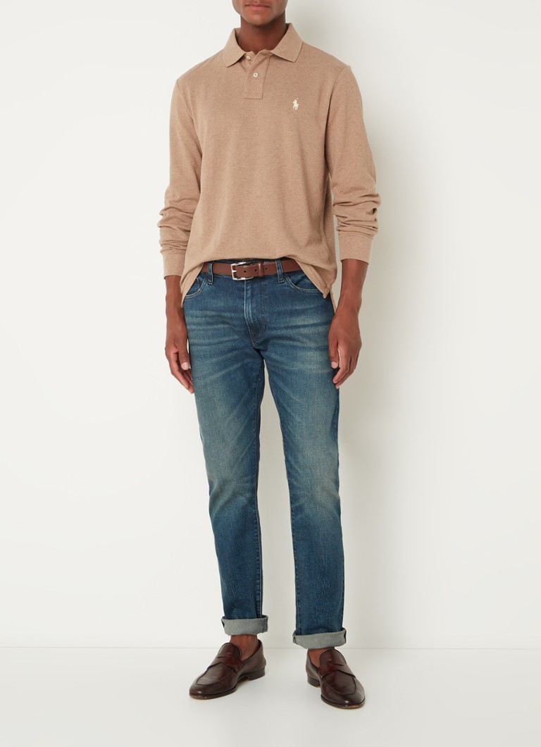 Cămașă cu mânecă lungă din bumbac piqué Polo Ralph Lauren, cu croială slim și croială ajustată