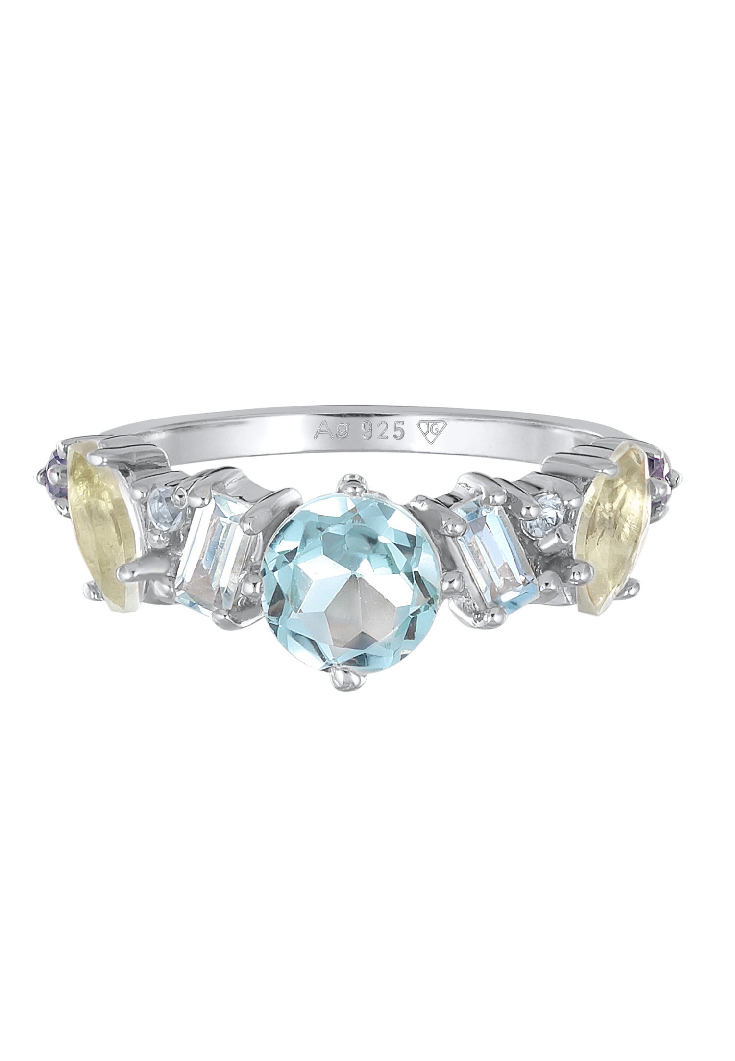 Anello da donna Elli PREMIUM Classic con topazio, pietra di luna e ametista in argento sterling 925 placcato oro.