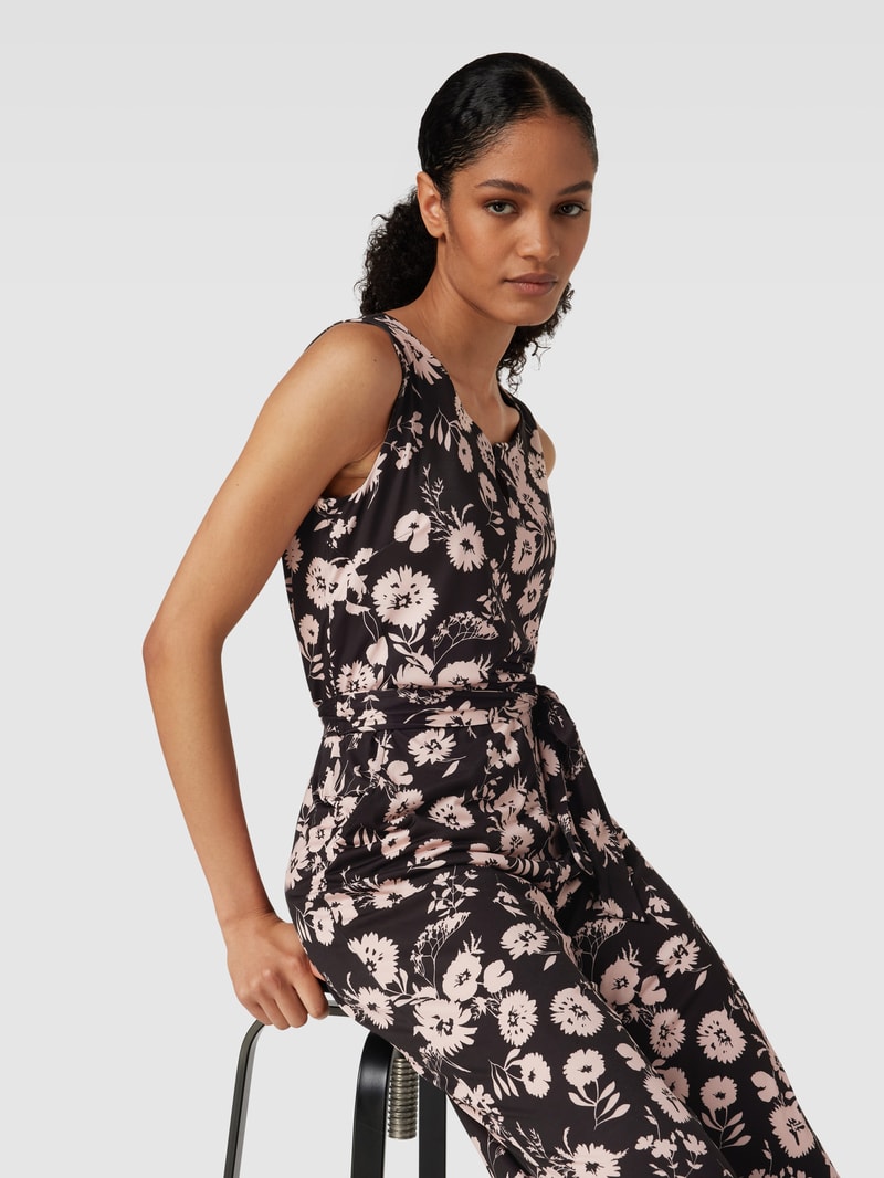 Jumpsuit mit floralem Allover-Muster in schwarz