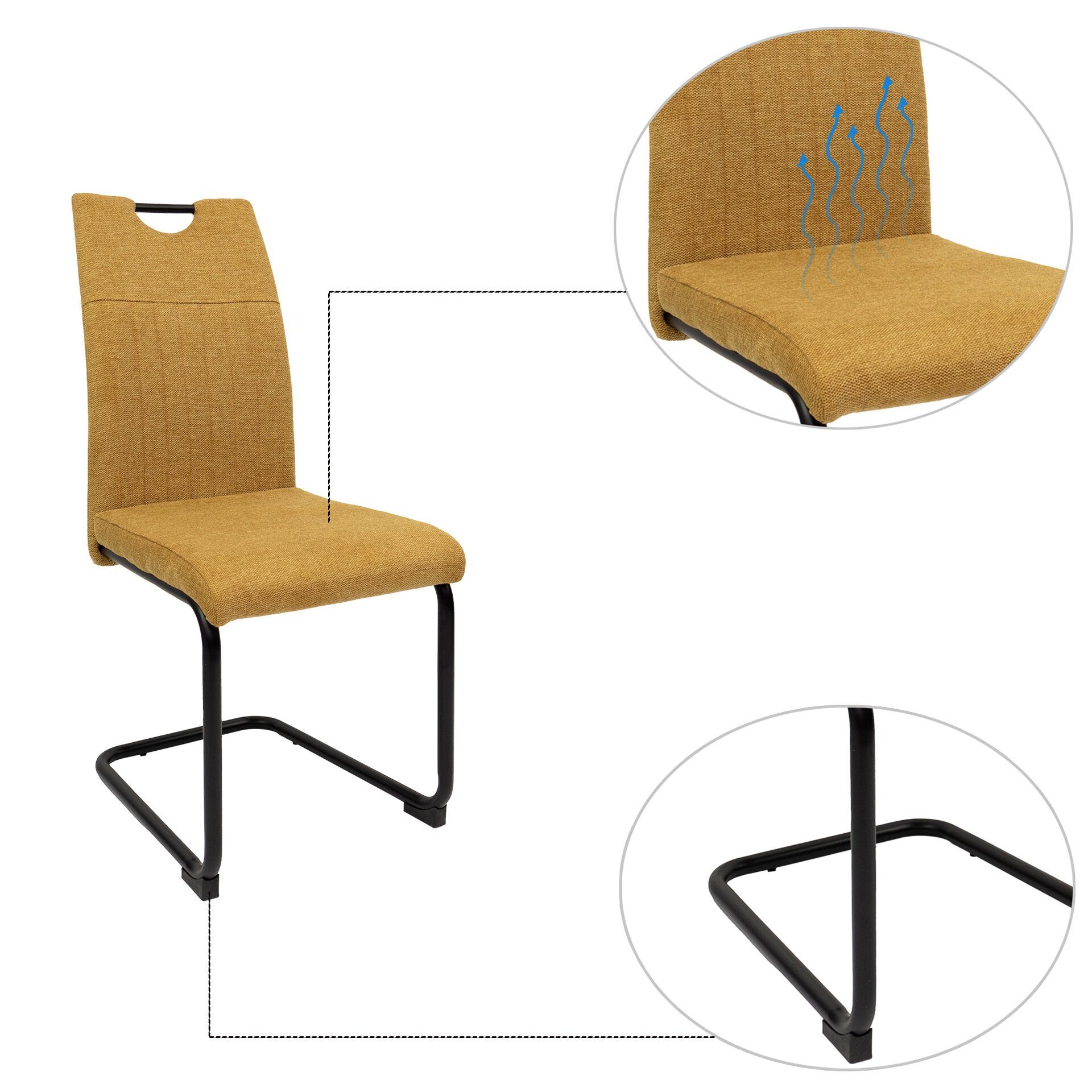 TRISENS Freischwinger Marcello (einzeln oder im 2er, 3er, 4er Set, 1 St), Schwingstuhl mit robustem Metallgestell in Stoff-Optik