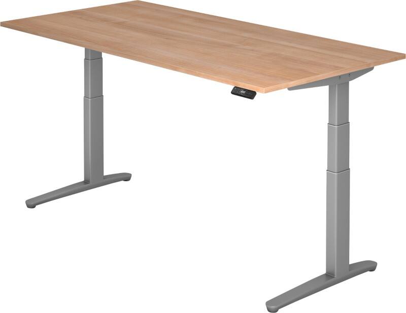 Hammerbacher Sitz-Stehschreibtisch XBHM Walnuss, Silber 2.000 x 1.000 x 720 mm
