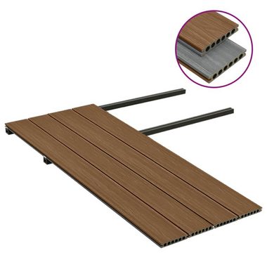 Teppichboden WPC Terrassendielen mit Zubehör Braun und Grau 10 m² 4 m, vidaXL