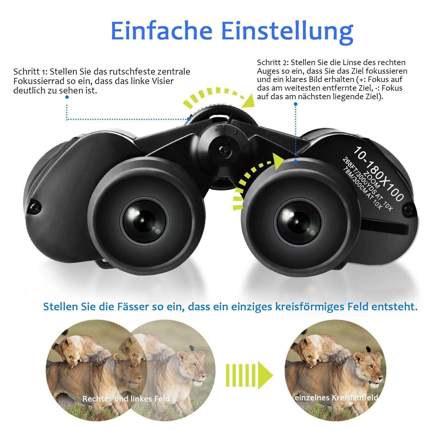 flowgoer HD10-180X100 Zoom-Weitwinkeloptik Fernrohr Fernrohr (Fernglas, Nachtsicht)
