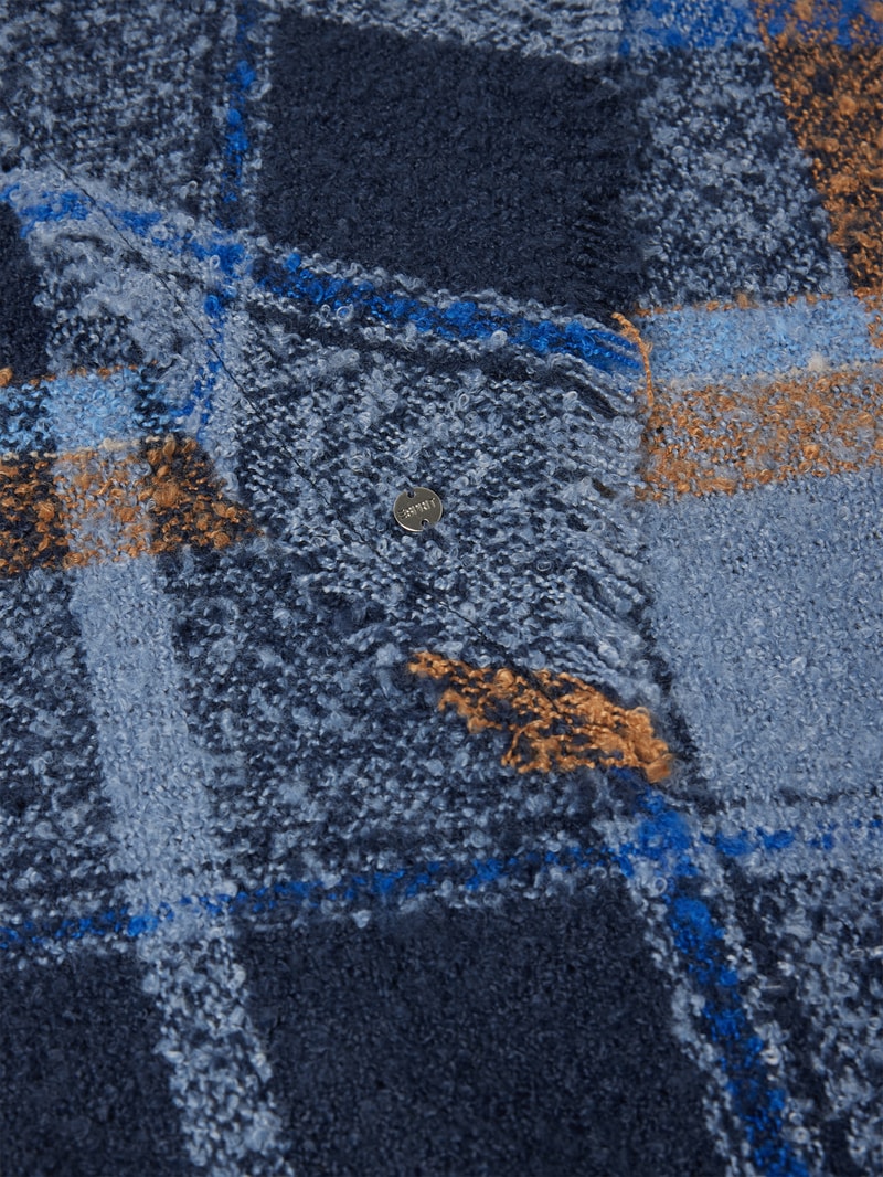 Schal mit Tartan-Karo in marineblau
