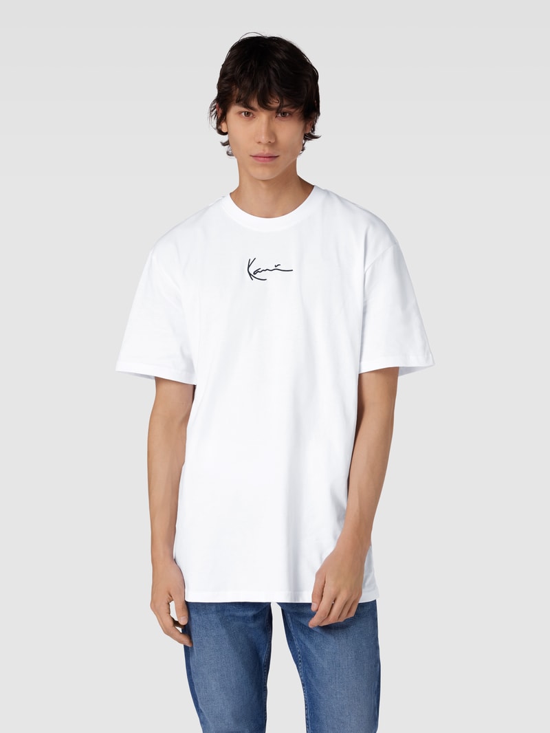 Oversized T-Shirt mit Logo-Stitching in weiss
