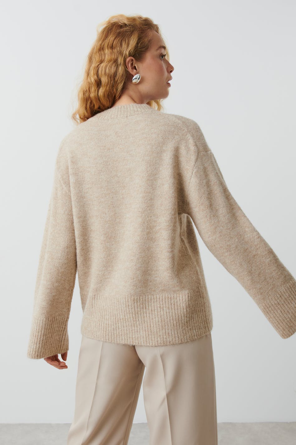 V-neck knitted sweater