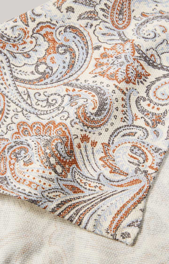 Seiden-Einstecktuch in Beige/Blau