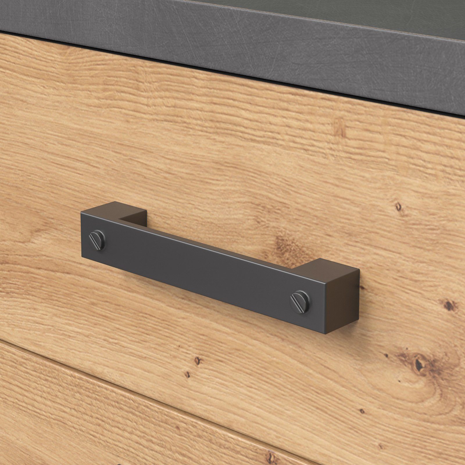 trendteam Highboard Follow (Schrank in Eiche Artisan mit grau, 127 x 139 cm), mit 8 Fächern