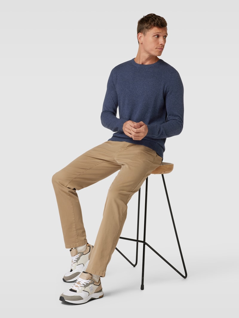 Strickpullover in melierter Optik in marineblau meliert