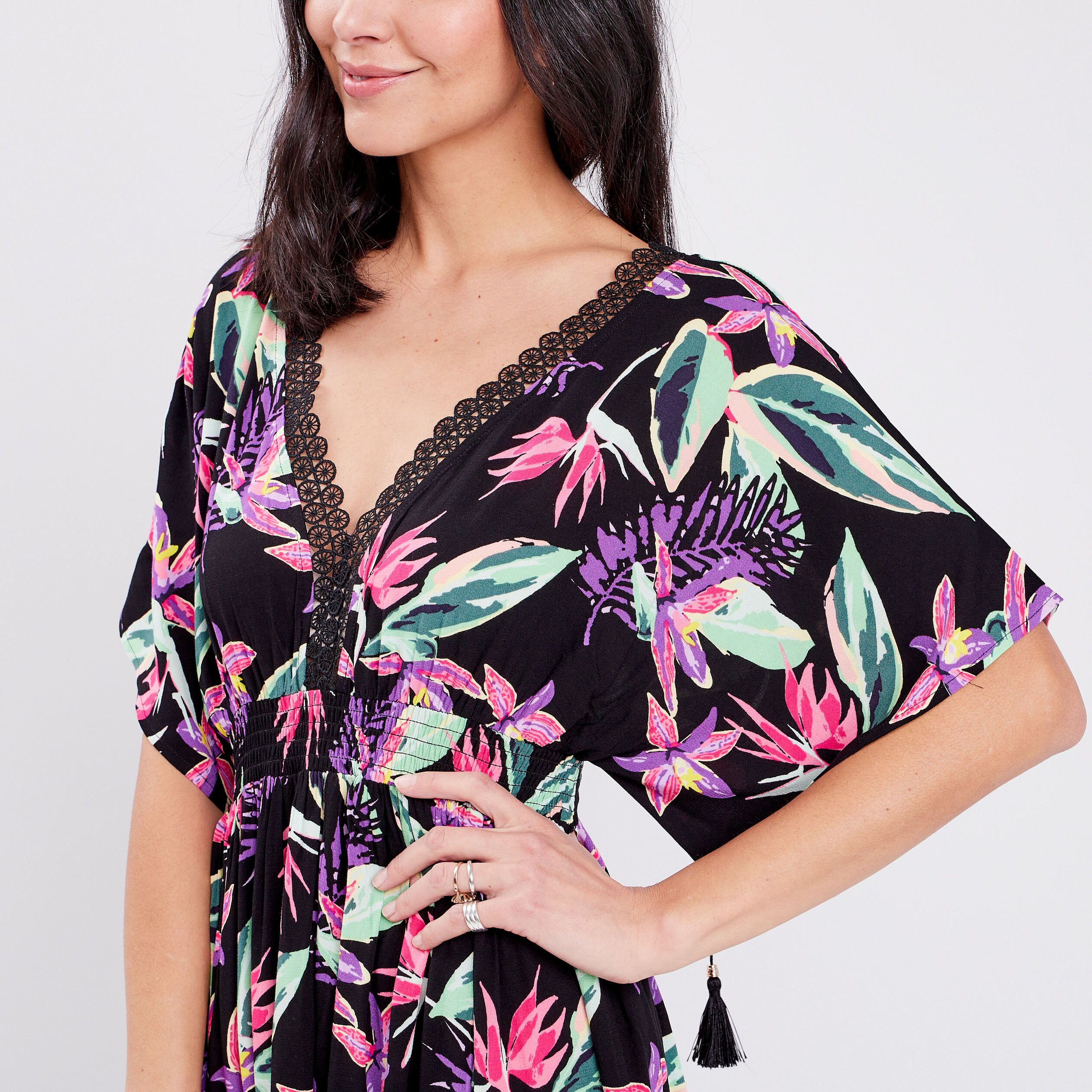 Robe longue évasée noir femme | La Halle