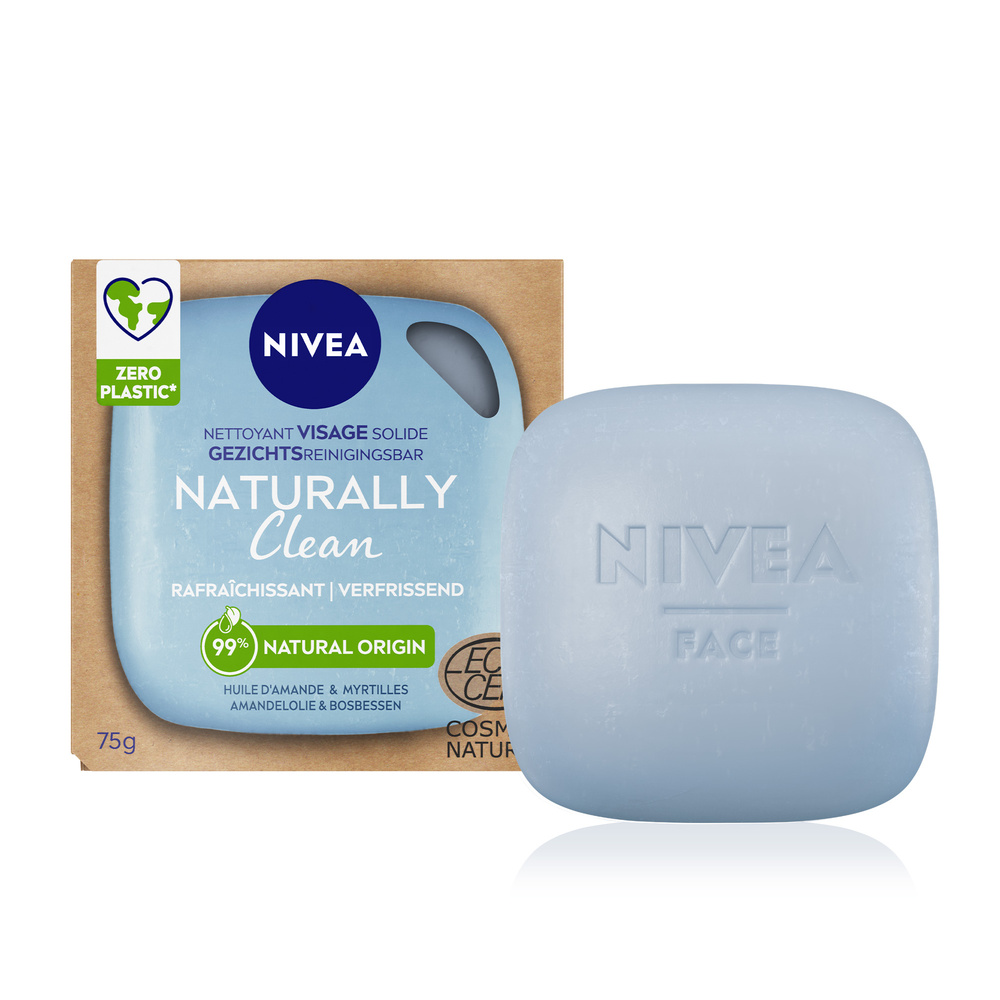 nivea NATURALLY CLEAN - Rafraîchissant Huile d'amande & Myrtille Nettoyant Visage Solide