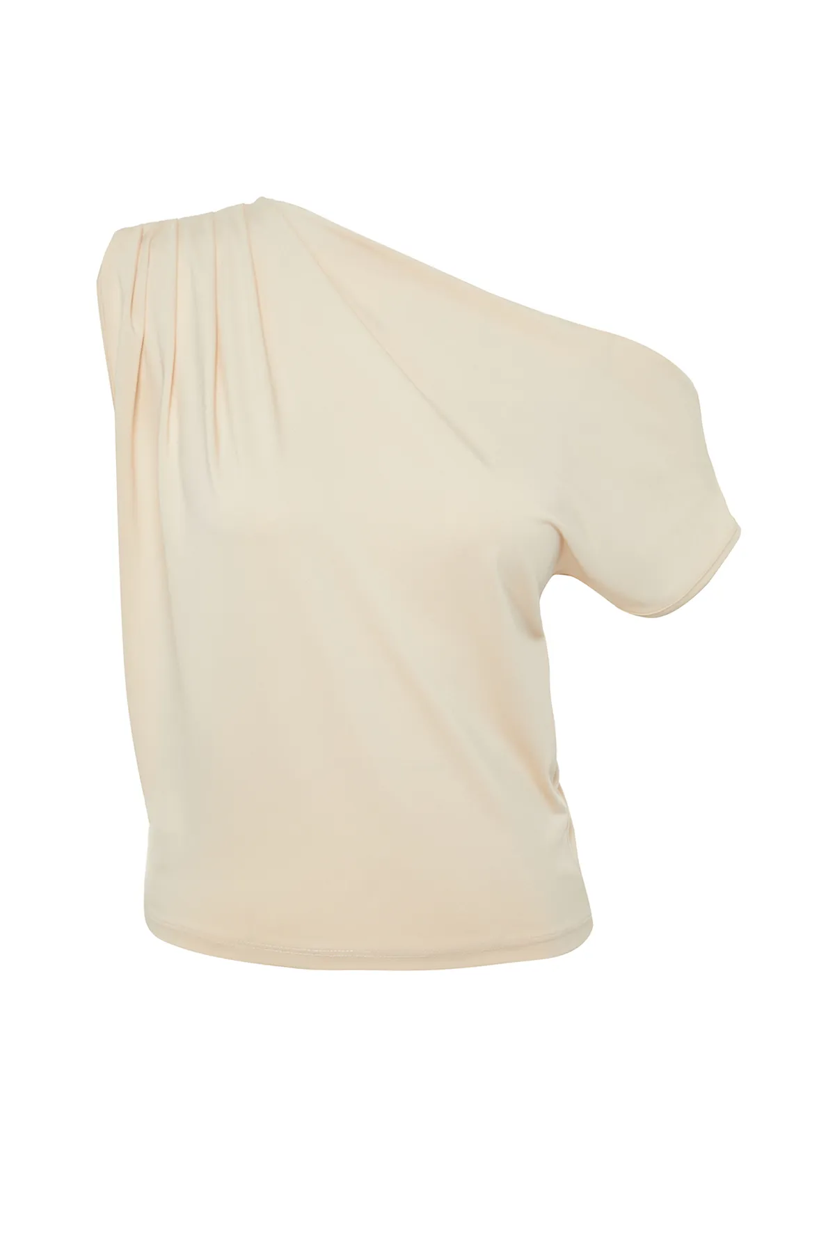 Trendyol Collection  Stein Regular/Normal Fit Asymmetrischer Kragen Ärmellose Stretch-Strickbluse TWOSS24BZ00396