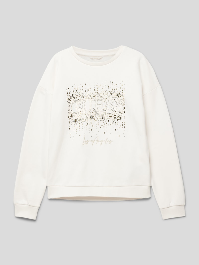 Sweatshirt mit Label-Strasssteinbesatz in offwhite