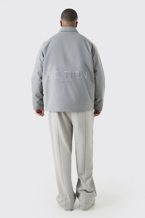 Plus bestickte Twill Coach-Jacke