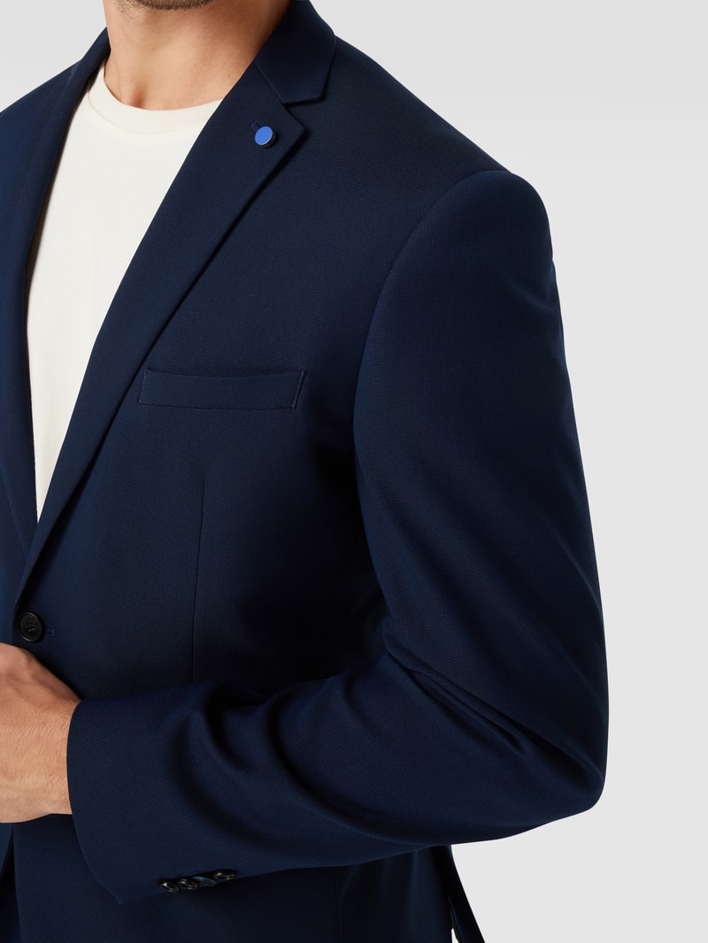 Slim Fit 2-Knopf-Sakko mit Webstruktur in marineblau