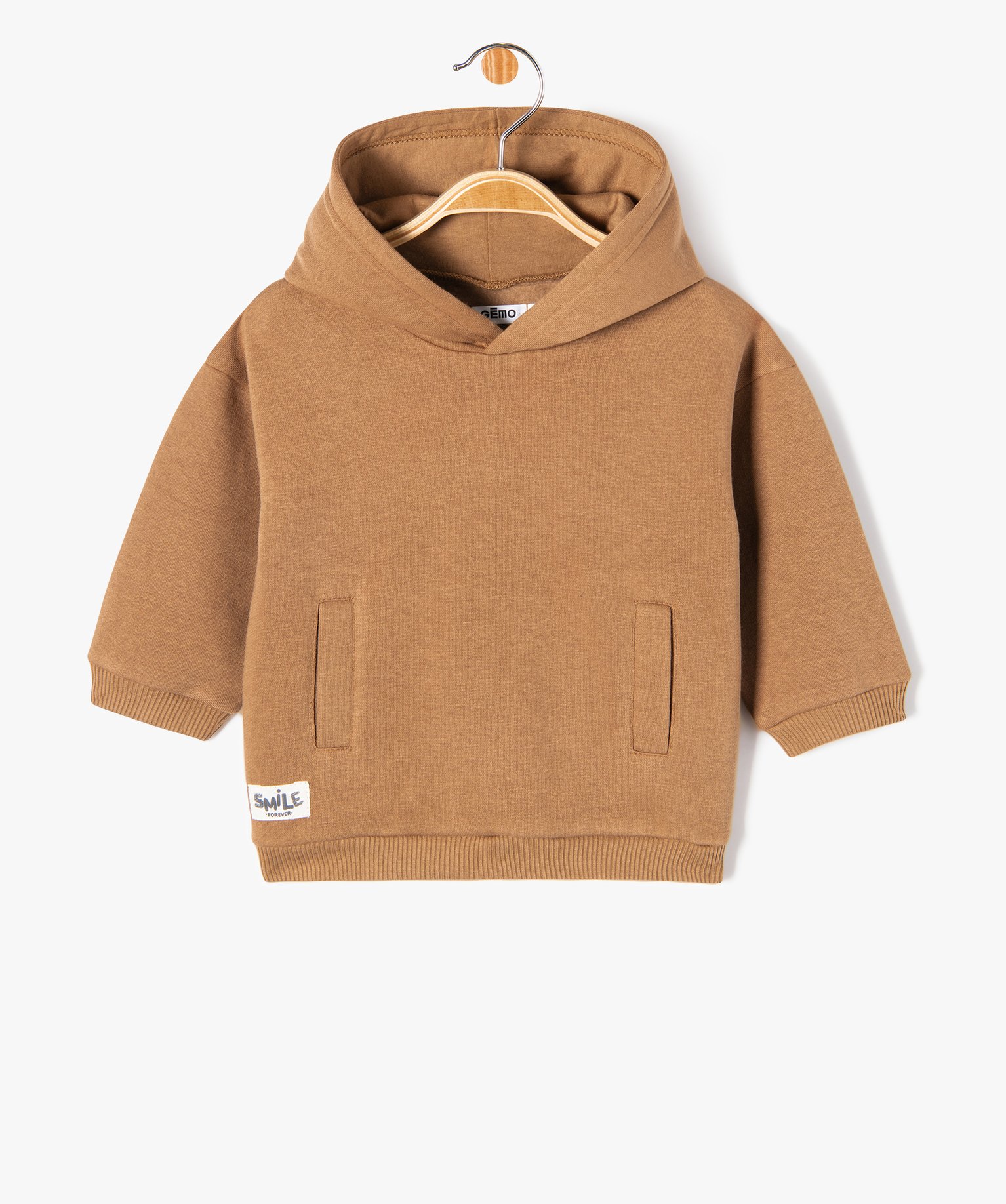 Sweat à capuche en molleton doux bébé Garçon marron | GEMO