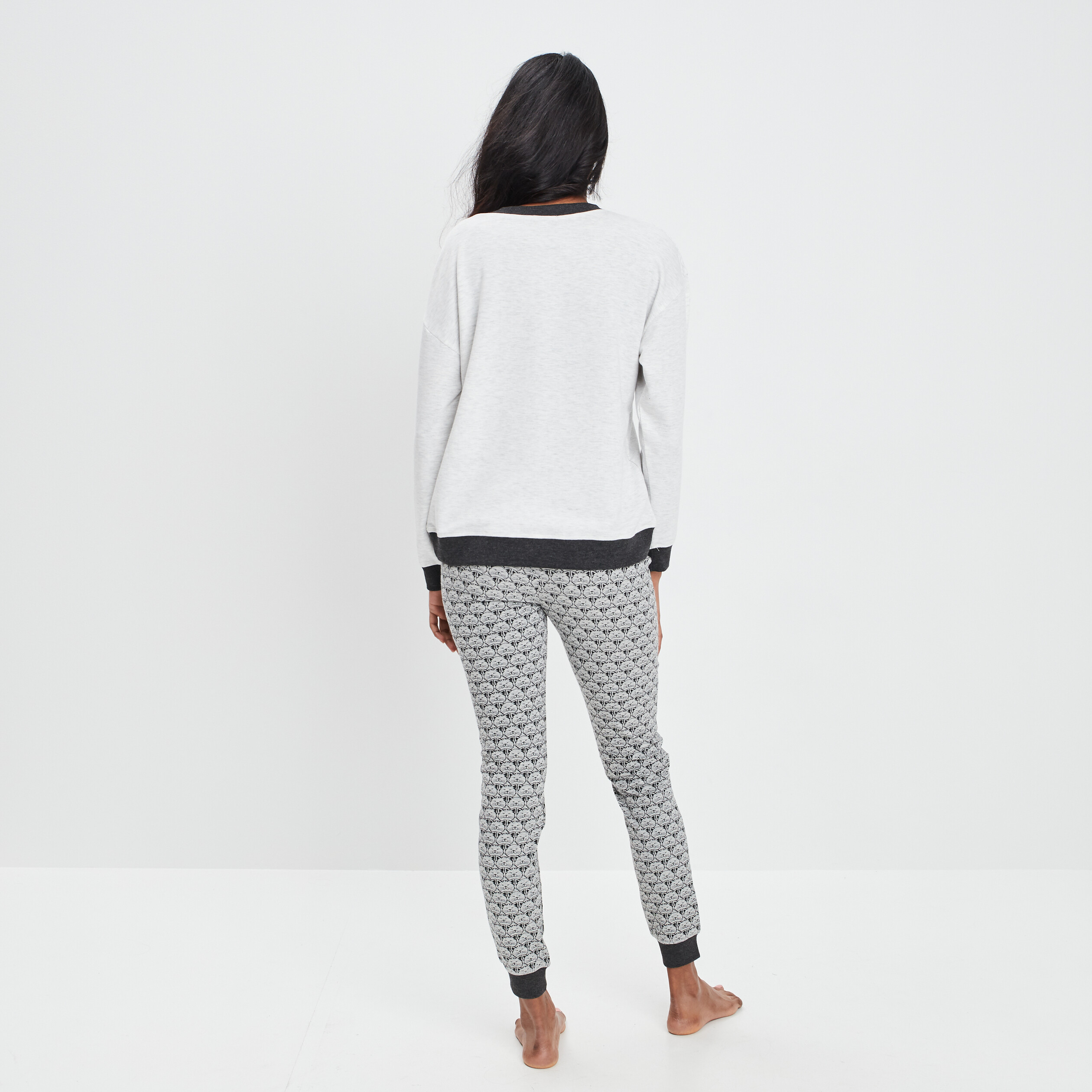 Ensemble pyjama 2 pièces gris clair femme | La Halle
