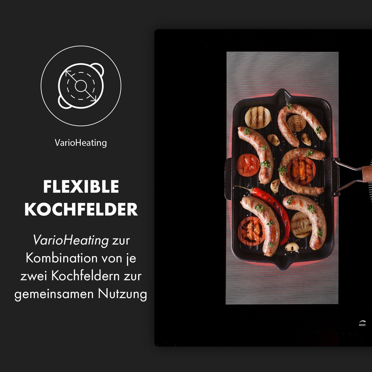 Klarstein Induktions-Kochfeld Delicatessa 90 Hybrid Einbaukochfeld Induktion 5 Zonen 7400W CP4-Delicatessa90Hy, Einbau Induktionsherd 5 Kochfelder Platten Elektro Induktionskochfeld