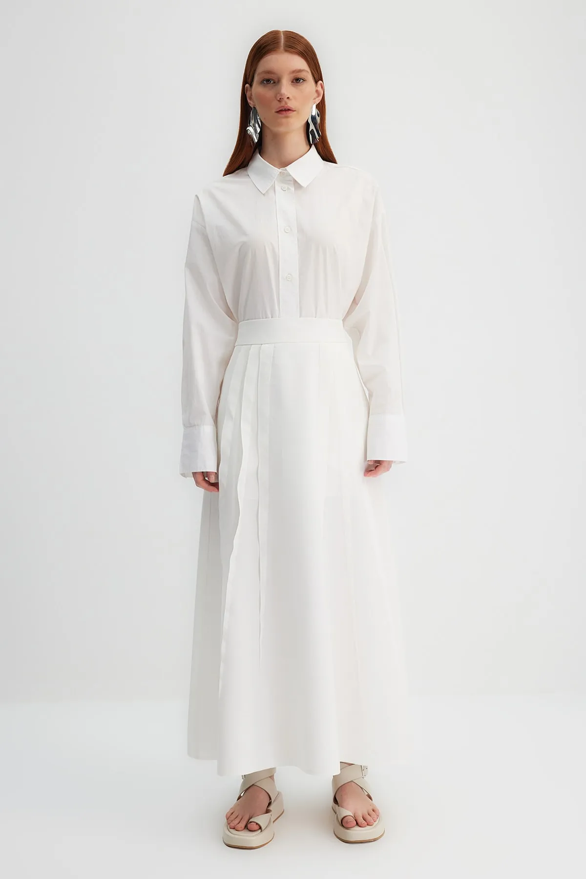Trendyol Modest  X Kevser Sarıoglu Ecrufarbener, gerippter, gefütterter Webrock TCLSS23EE00001