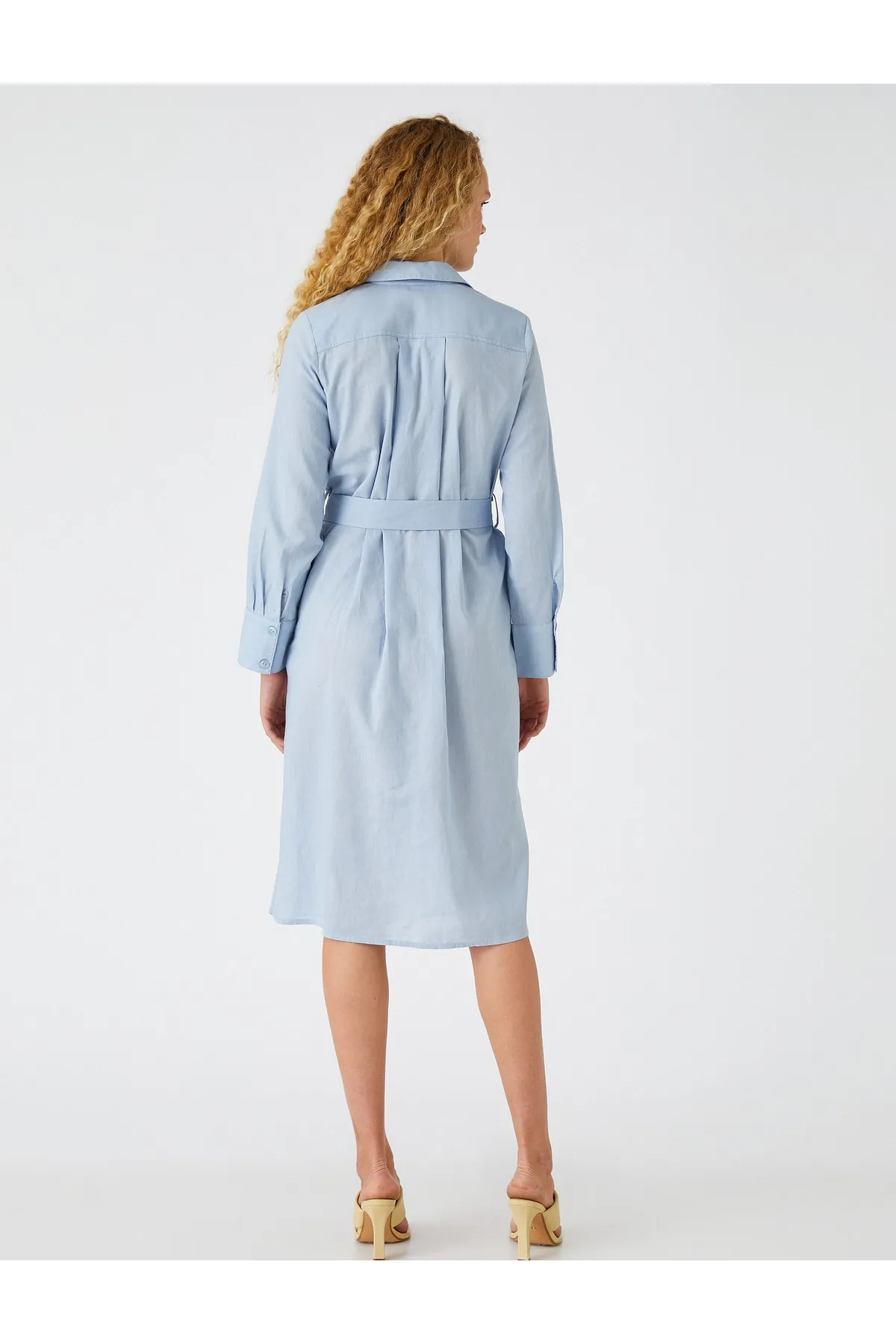 Koton  Midi-Hemdkleid aus Leinenmischung