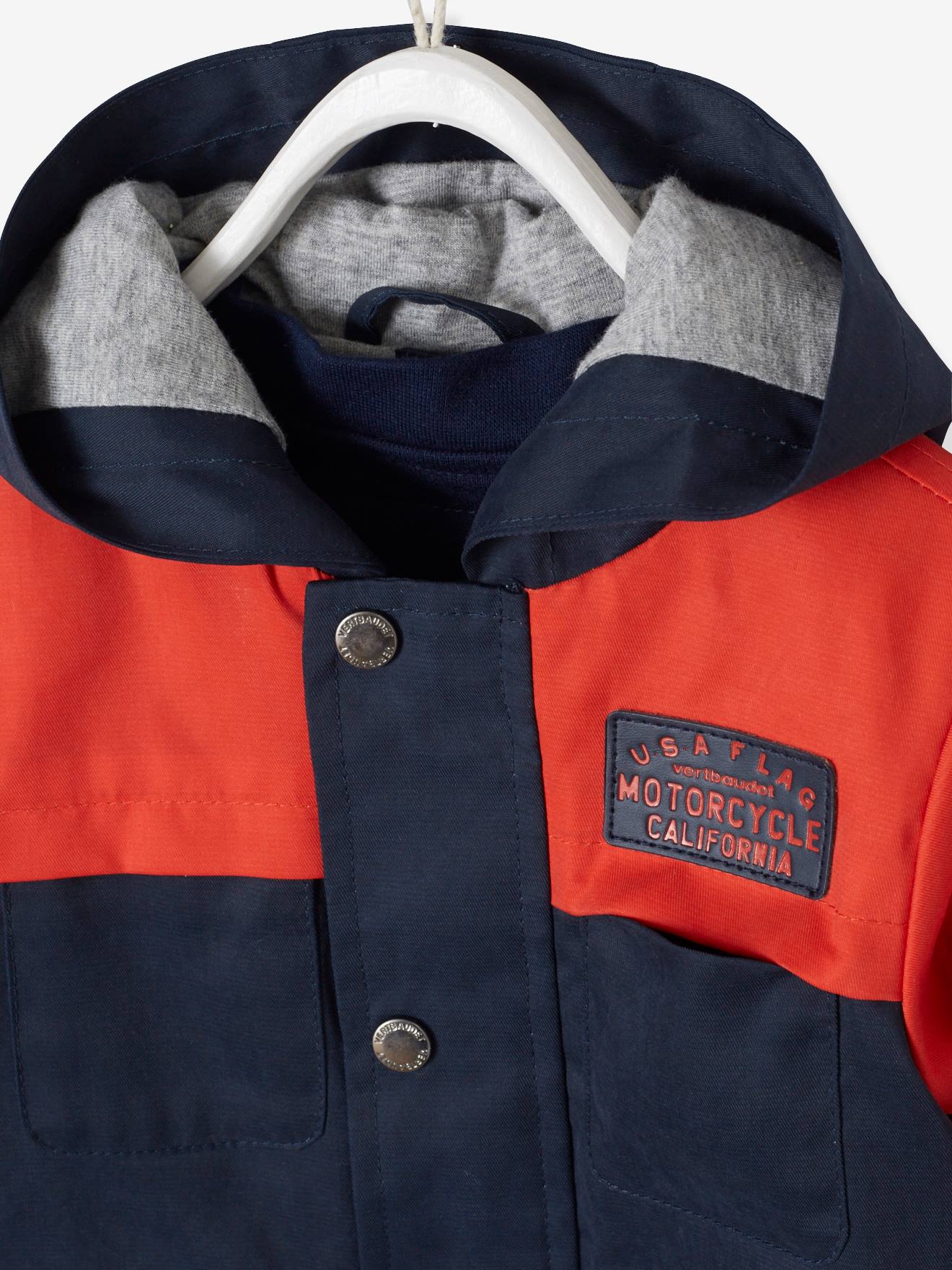 Parka 3 en 1 avec gilet amovible bébé garçon marine/rouge