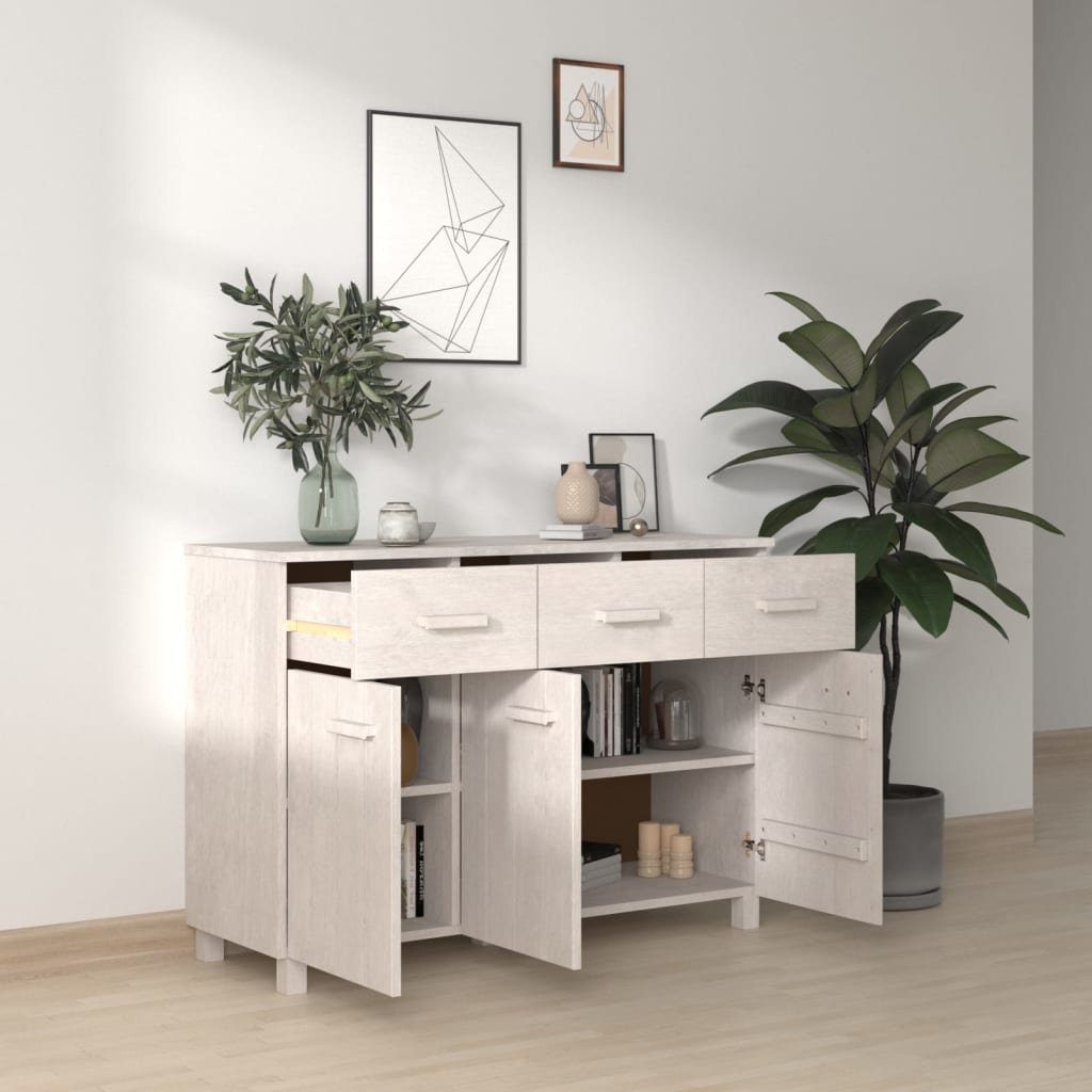 vidaXL Sideboard Sideboard HAMAR Weiß 113x40x80 cm Massivholz Kiefer (1 St)