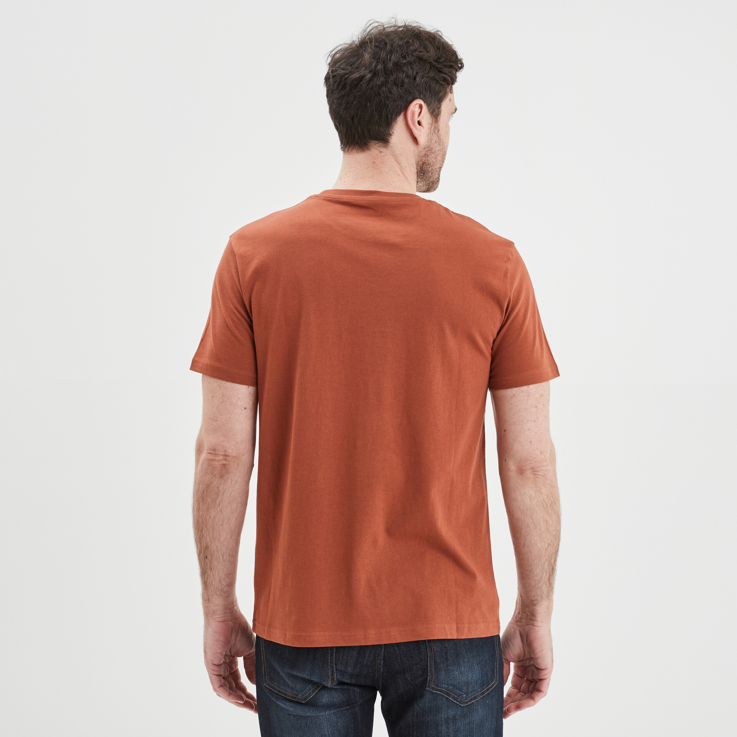 T-shirt manches courtes coton marron foncé homme | La Halle
