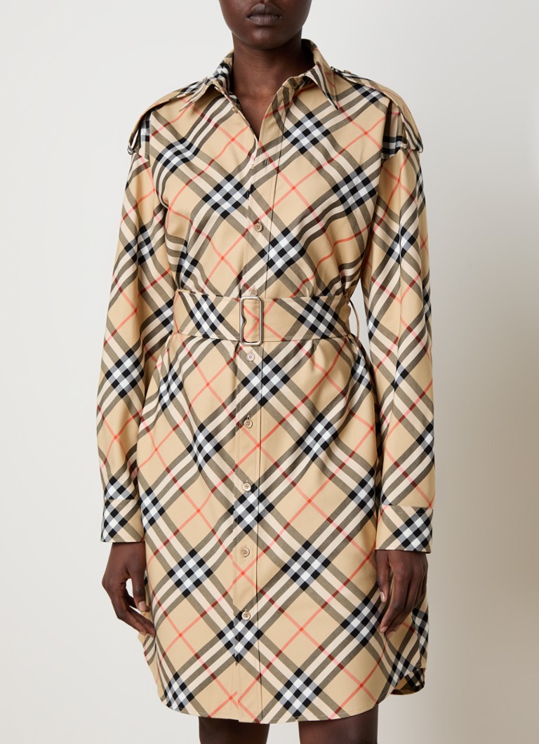 Minihalenka Burberry s kostkovaným vzorem a mašlí na pásku