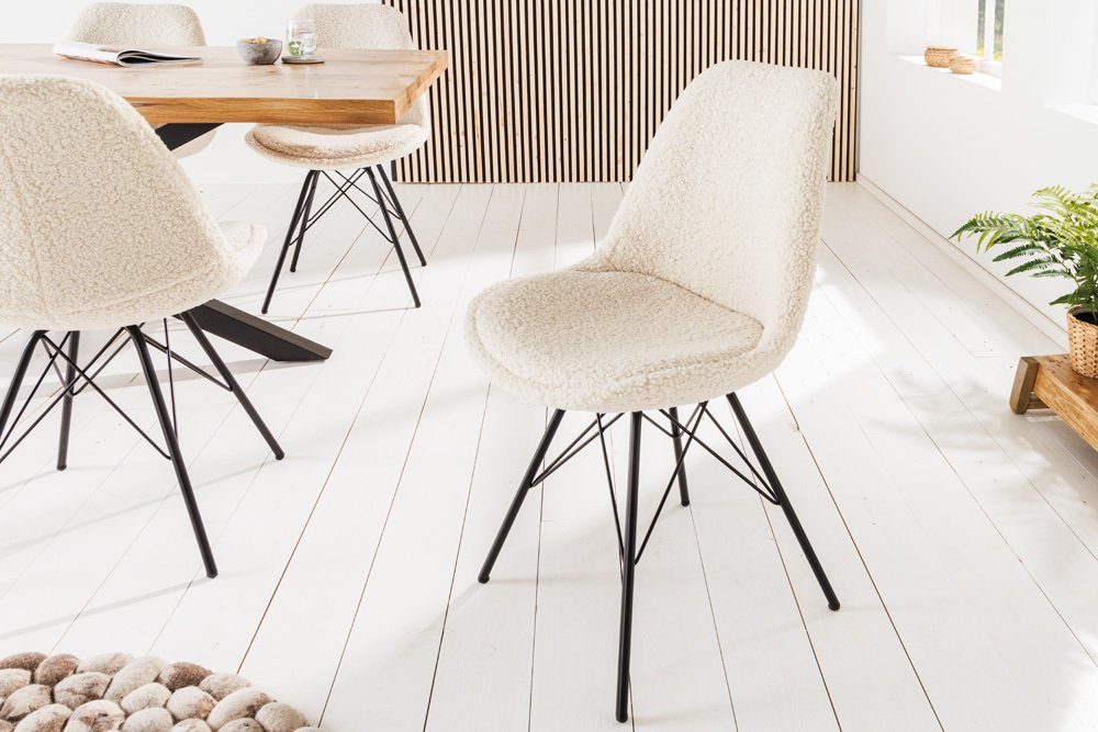 riess-ambiente Stuhl SCANDINAVIA MEISTERSTÜCK creme / schwarz (Einzelartikel, 1 St), Esszimmer · Bouclé · Metall · Modern Design