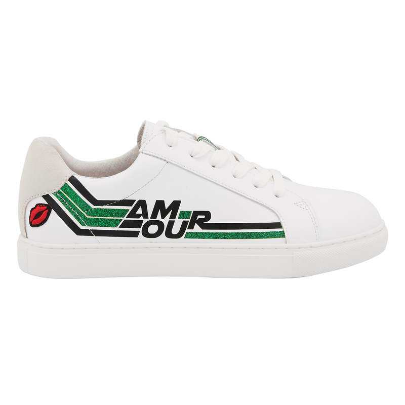 Baskets en cuir Simone retro amour blanc/vert