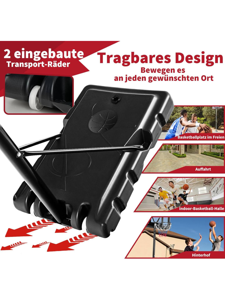 COSTWAY Basketballständer 130-305 cm in Schwarz günstig kaufen 90 x 60 cm
